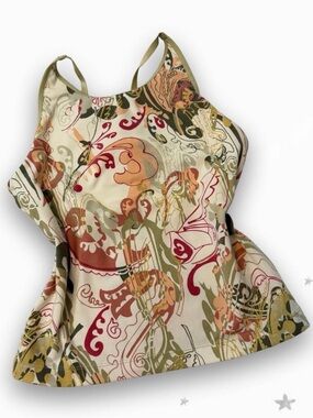 Y2K Danskin Boho Floral Racerback Yoga Tank Top Medium